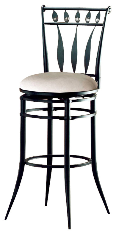 Uptown Black Tear Drop Hudson Swivel Counter Stool with Stone Suede