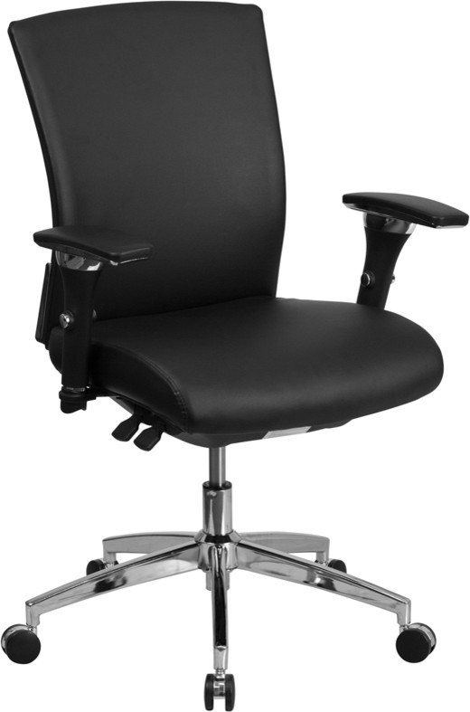 Intensive Use Black Leather Multifunction Ergonomic Office Chair, Seat