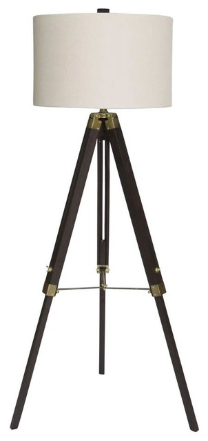 Tripod Floor Lamp in Weathered Espresso and Antique Brass
