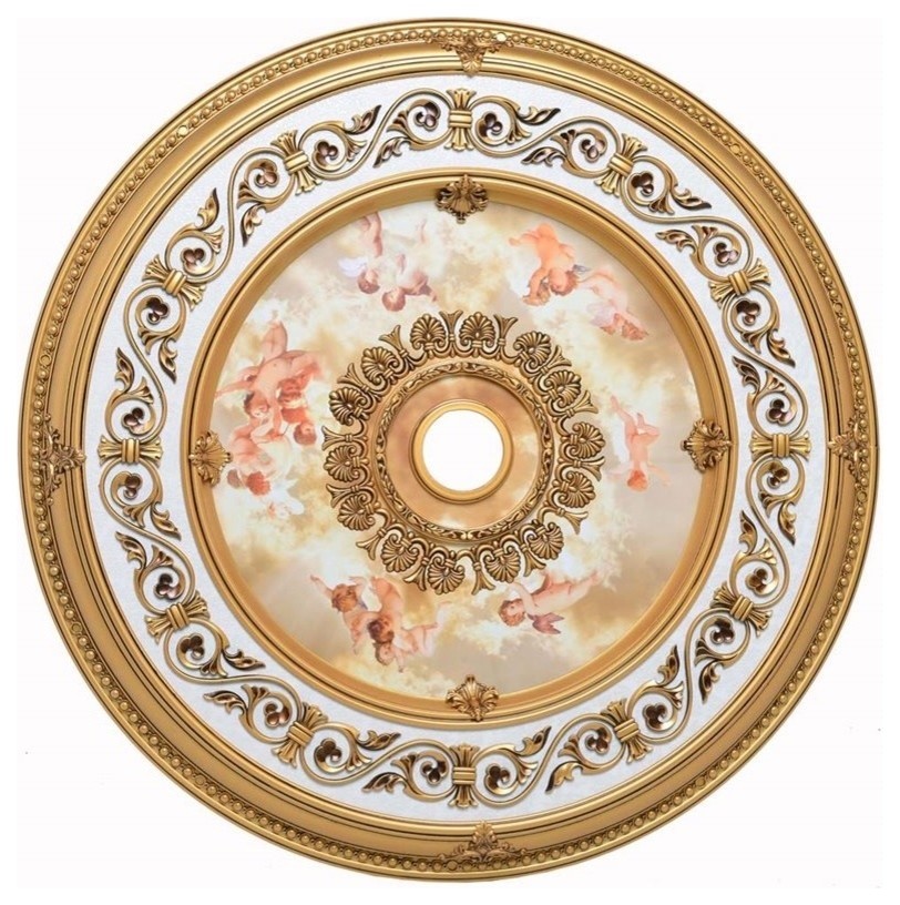 Elegant Decor Md209D43Fg Ceiling Medallion, French Gold Victorian Ceiling Medallions by