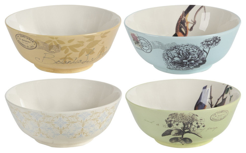 Multicolor Ceramic Soup Cereal Bowls, Set of 4 Bowls