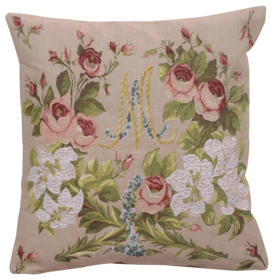French Tapestry Throw Pillow Cover Floral William Morris Orange Tree Woven 19x19