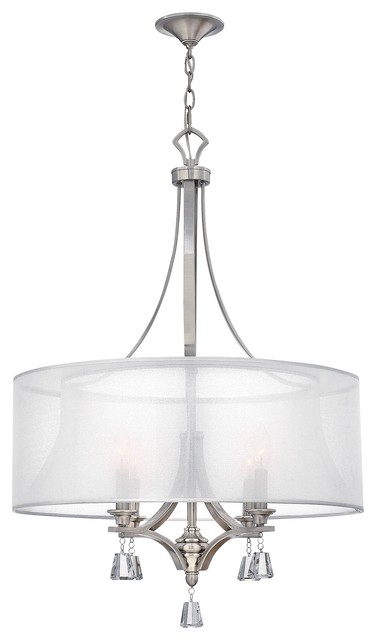 4-Light Pendant Chandelier With Crystal Hangings