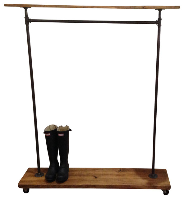 Urban Industrial Garment Rack with Top Shelf Industrial Clothes