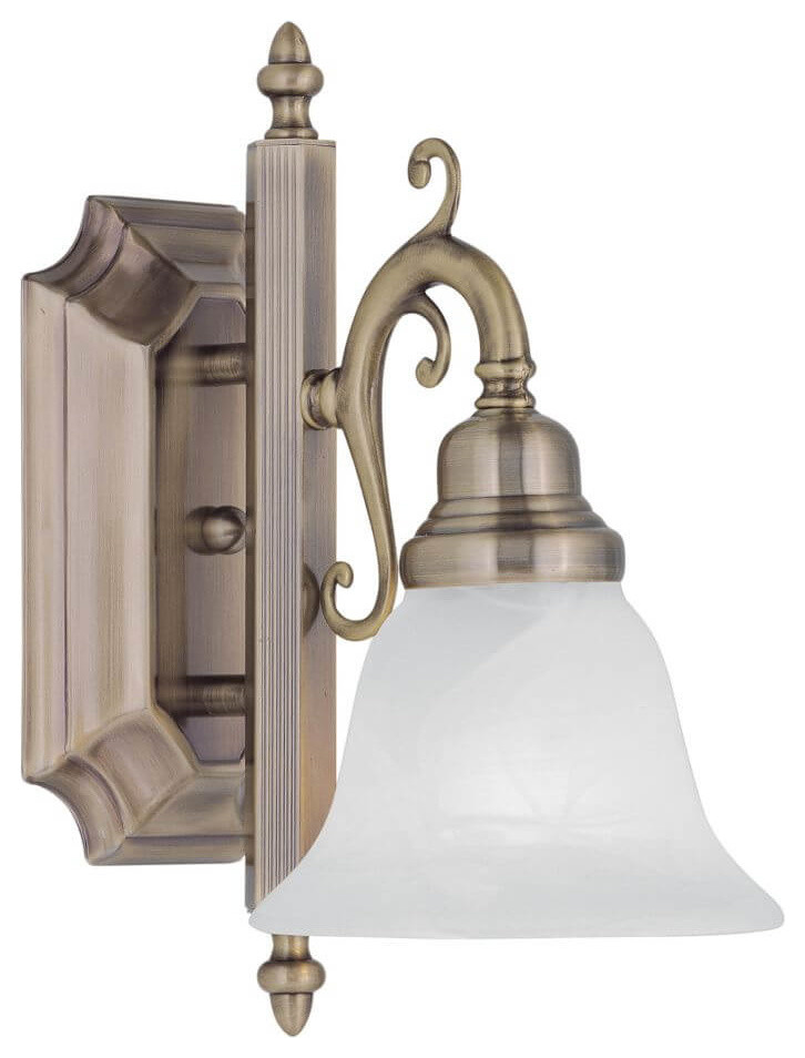 1Light Antique Brass Bath Light Traditional Bathroom Vanity