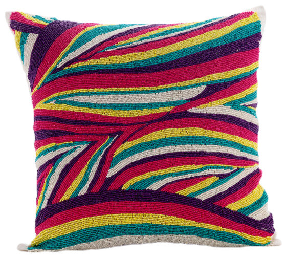 Multicolor Love, Multi 16"x16" Silk Pillows Covers for Couch