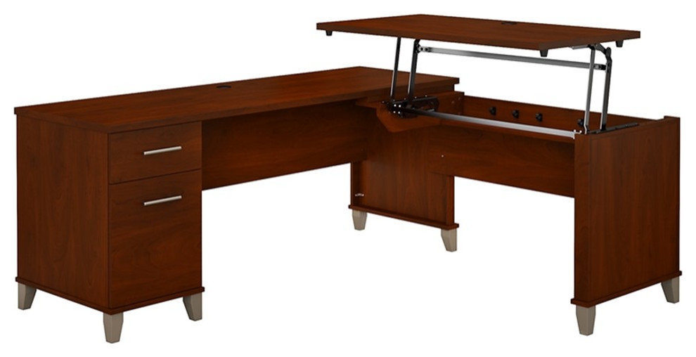 UrbanPro 72W 3 Position Sit to Stand L Desk in Hansen Cherry ...