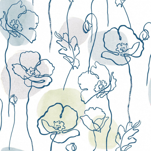 Modern Poppy Peel & Stick Wallpaper Contemporary Wall Decals by