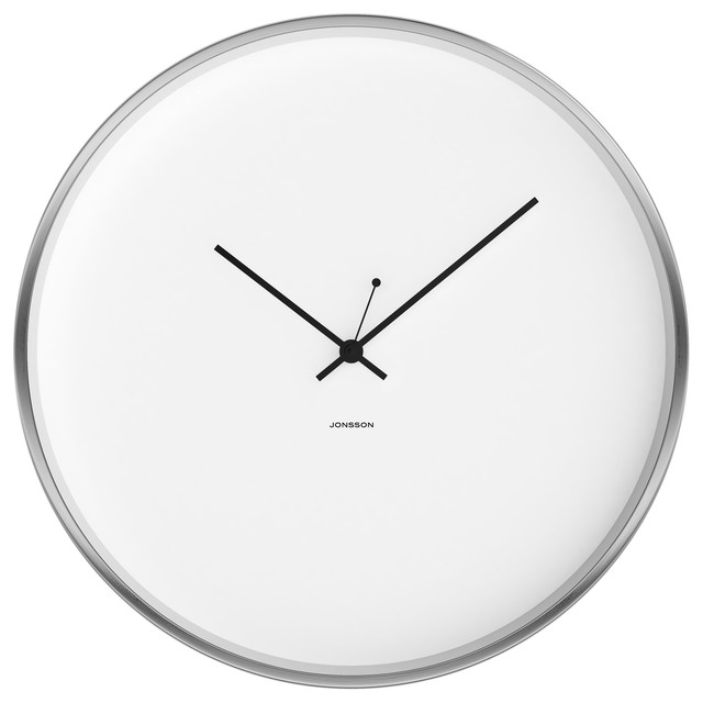 Jonsson Brushed & White 12" Silent Wall Clock Contemporary Wall
