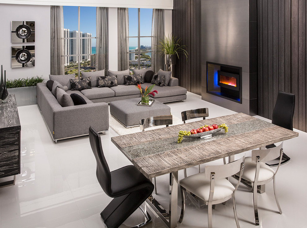 Trendy dining room photo in Miami