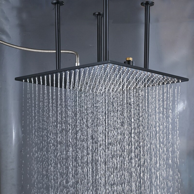 Fontana 20" LED Mist Rainfall Shower System & 3 Square Body Jets, Matte ...