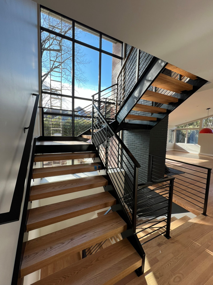 New metal staircase with metal railings