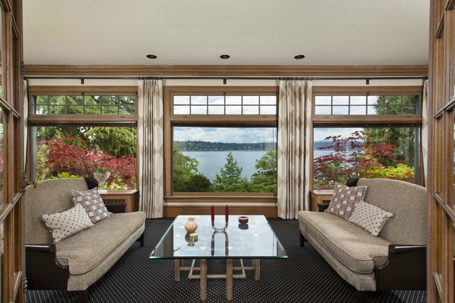 Mt. Baker Luxury Home amerikansk-craftsman-vardagsrum