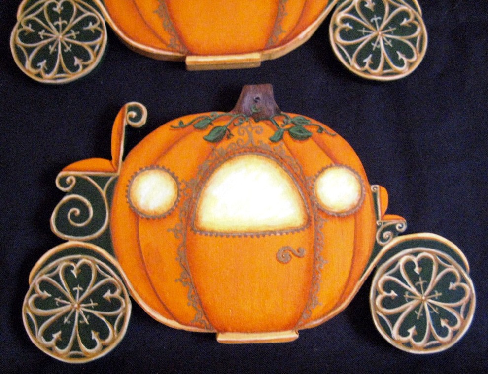 Pumpkin Coach Hand Painted Fairy Tale Ornament by Robyn Warne Designs