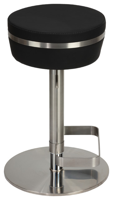 Athena Premium Adjustable Backless Round Barstool, Black