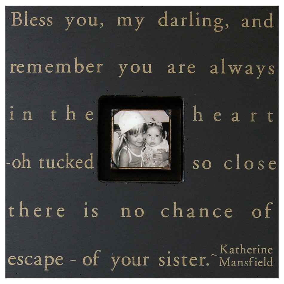 Painted Wood Rustic Photo Box - Bless You My Darling - Black