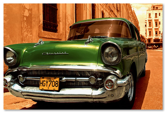 Poster 24/" x 16/" Green Classic Chevrolet