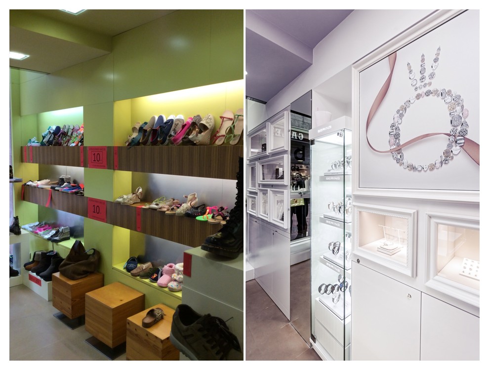 El antes y el despues de un local comercial Antes Zapateria  Ahora Joyeria.