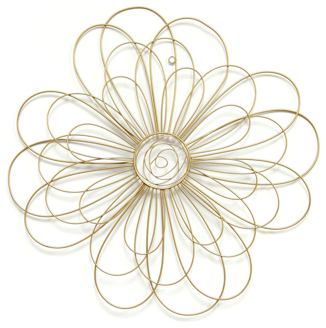 Stratton Home Decor Gold Wire Flower Wall Contemporary Metal Art By Ami Ventures Inc Houzz - Stratton Home Decor Flower Wall Art