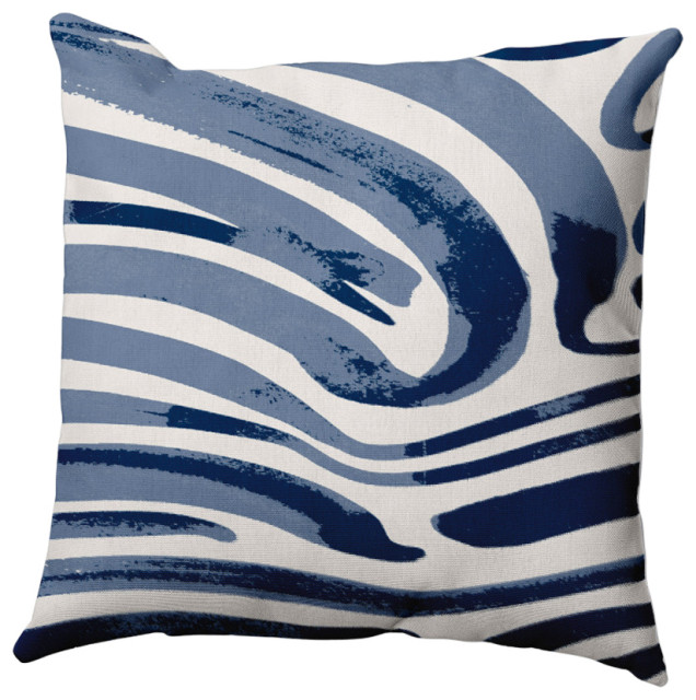 Dazzling Zebra Outdoor Pillow, Blue, 14"x20"