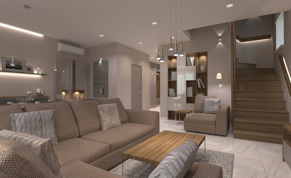 Интерьер коттеджа в современном стиле. 120 кв.м.