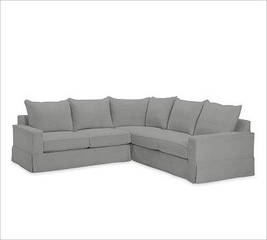 PB Comfort Square 3-Piece L Shaped Sectional, Polyester Wrap Cushions, Knife-Edg