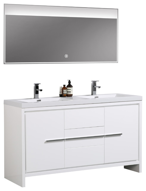 Aquamoon Granada Double Sink Modern Bathroom Vanity With Medicine Double Sink Modern Bathroom Vanity