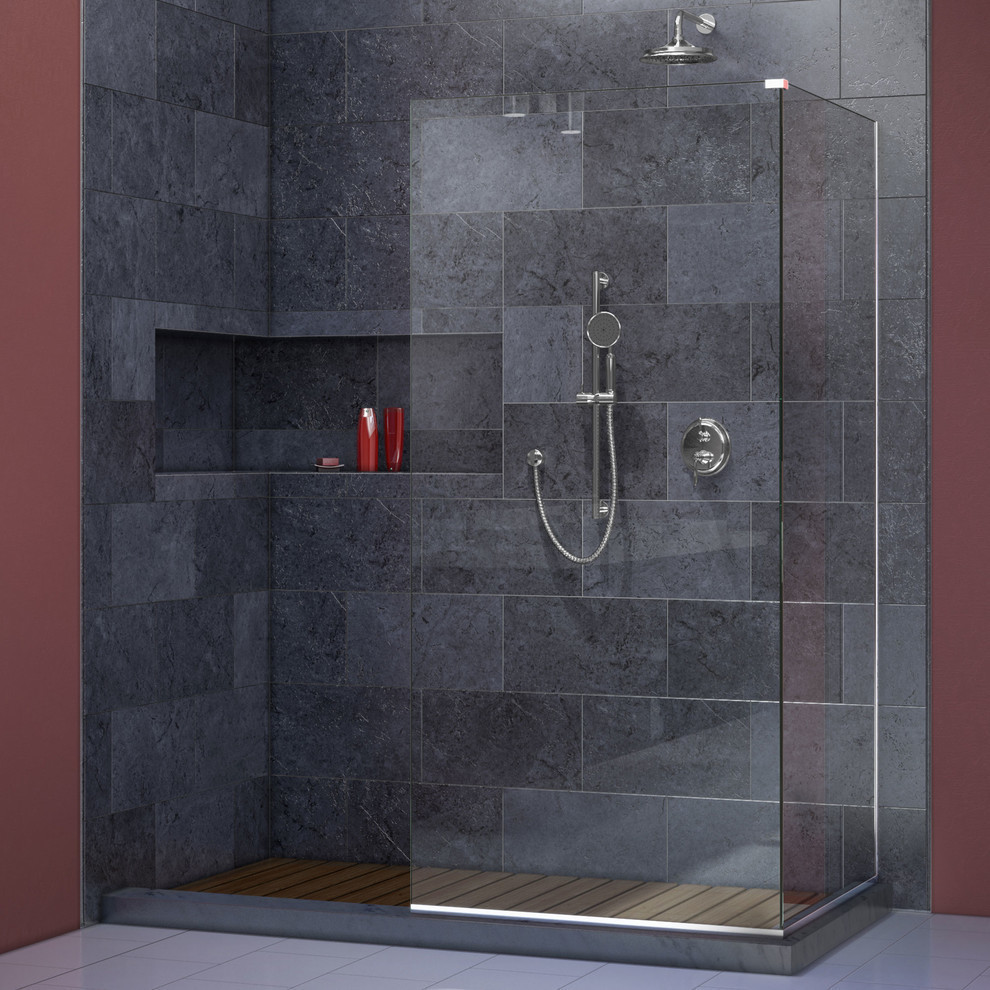 DreamLine LineaFrameless Shower Door. Two Attached Glass Panels 34"x72