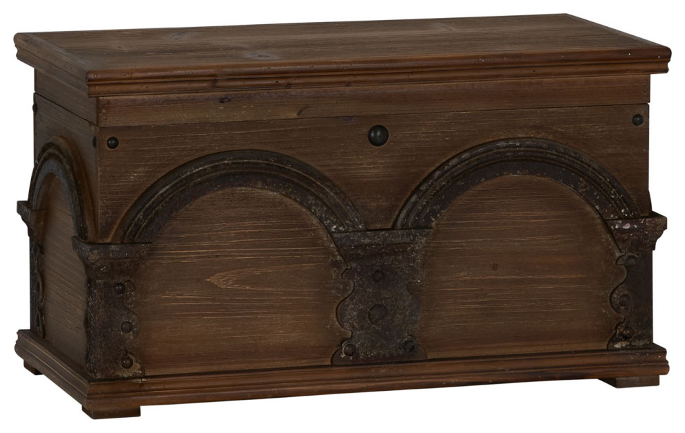 Small Wooden Arch Storage Trunk Farmhouse Decorative Trunks by