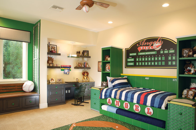 boys baseball themed bedroom - traditional - kids - phoenix -
