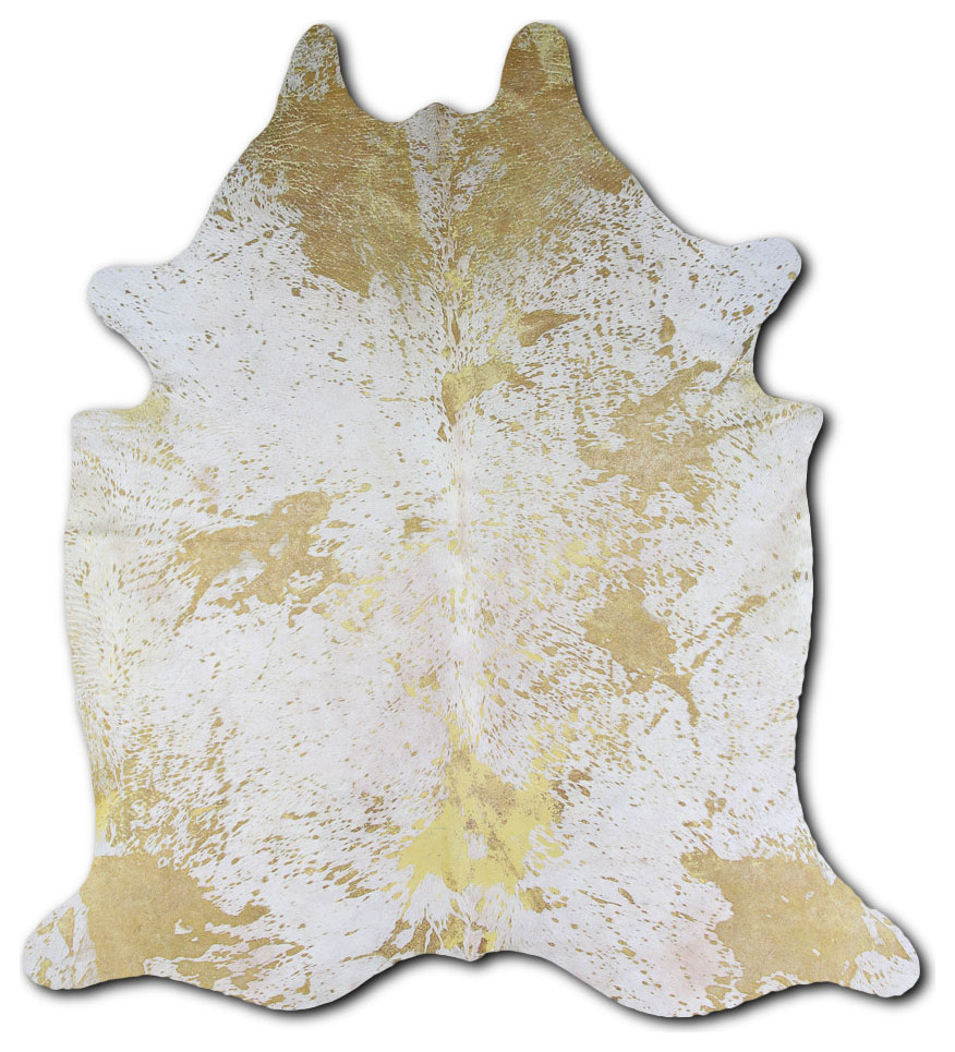 ACID WASHED HAIR ON Cowhide Rug DE DISTRESSED YELLOW, 5'x7' to 6'x8
