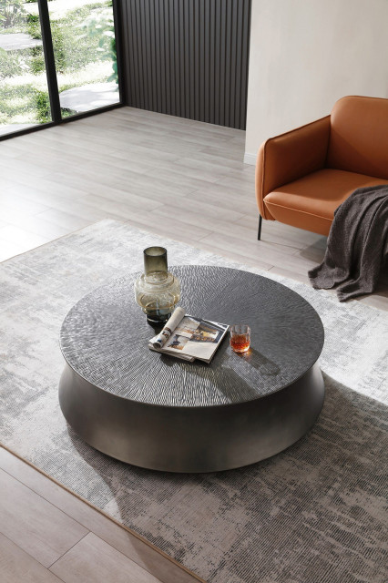 Modrest Airdrie Modern Antique Grey Small Round Coffee Table ...