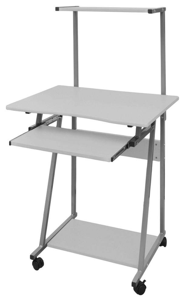 Computer Desk W Printer Shelf Rolling Pc Laptop Home Office Study Table White
