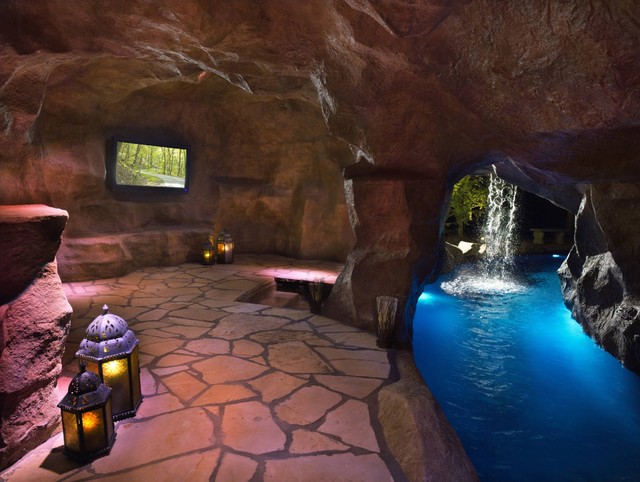 Hgtv 39 s cool pools scuba pool swim through grottos lazy for Pool design okc
