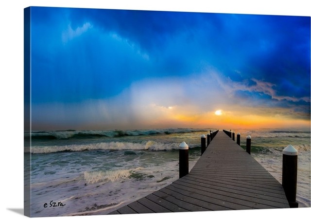 Beautiful Fog  Sunset Seascape SINGLE CANVAS WALL ART Picture Print 