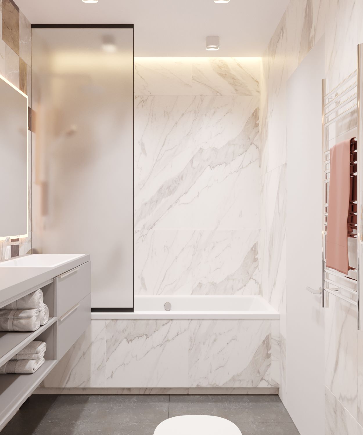 Квартира в минималистическом стиле 80 м^2 «ЖК Лазурные небеса» г.Казань