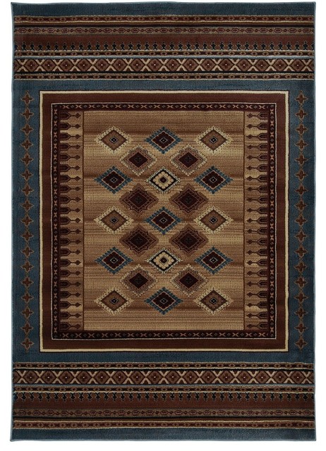 Southwestern/Lodge Bellevue Area Rug, Rectangle, Blue, 9'2"x12'6"