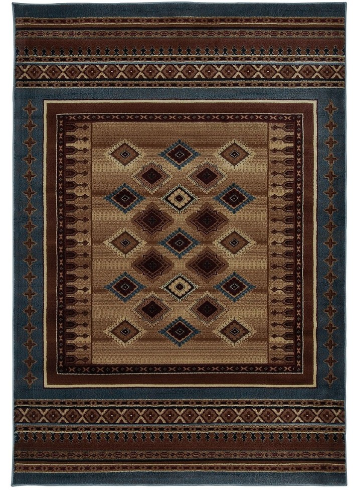 Southwestern/Lodge Bellevue Area Rug, Rectangle, Blue, 9'2"x12'6"