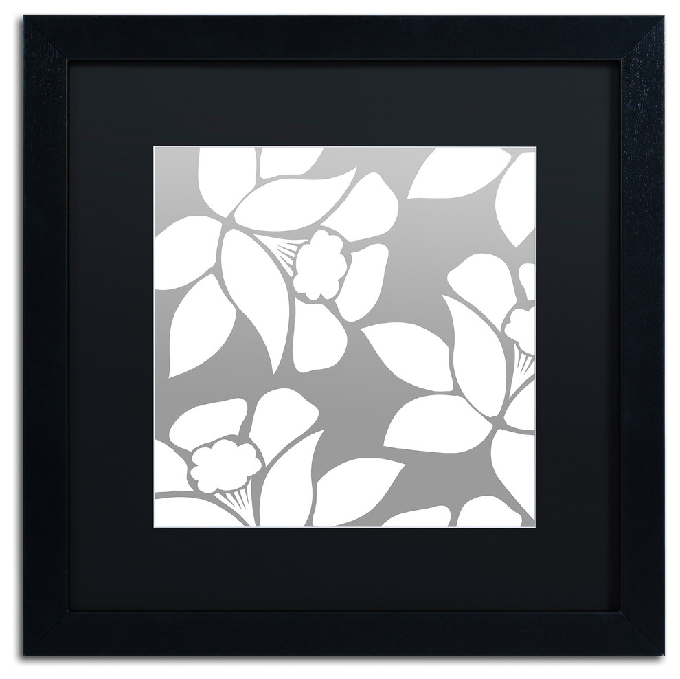 Color Bakery 'Calyx Floral' Art, Black Frame, Black Matte, 16"x16"