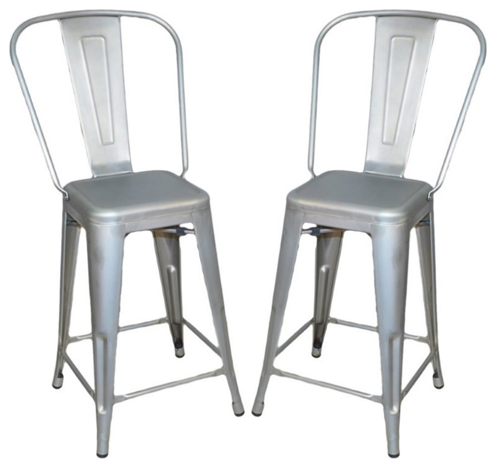 Carolina Classics Adeline 24 Inch Counter Stool Galvanized (Set of 2