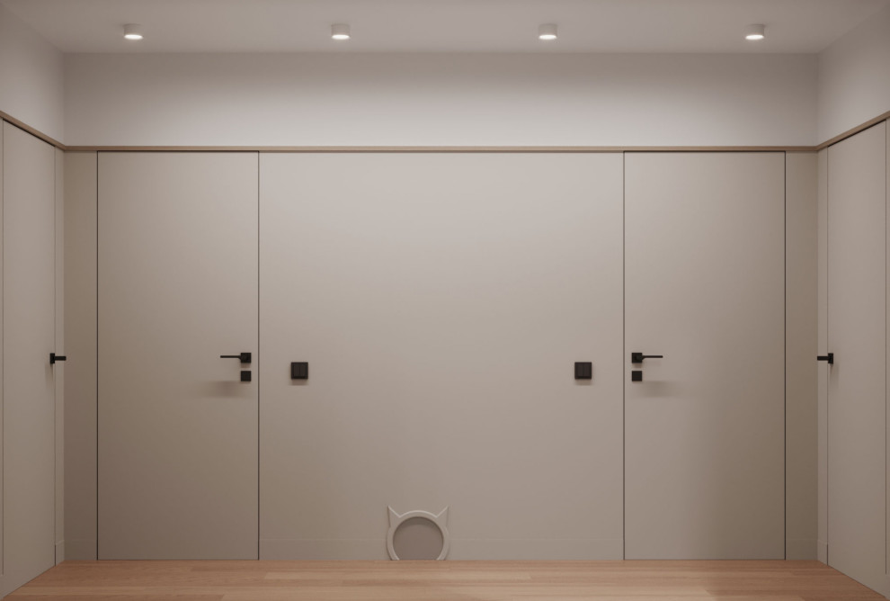 Современный интерьер с яркими акцентами и геометрическими формами