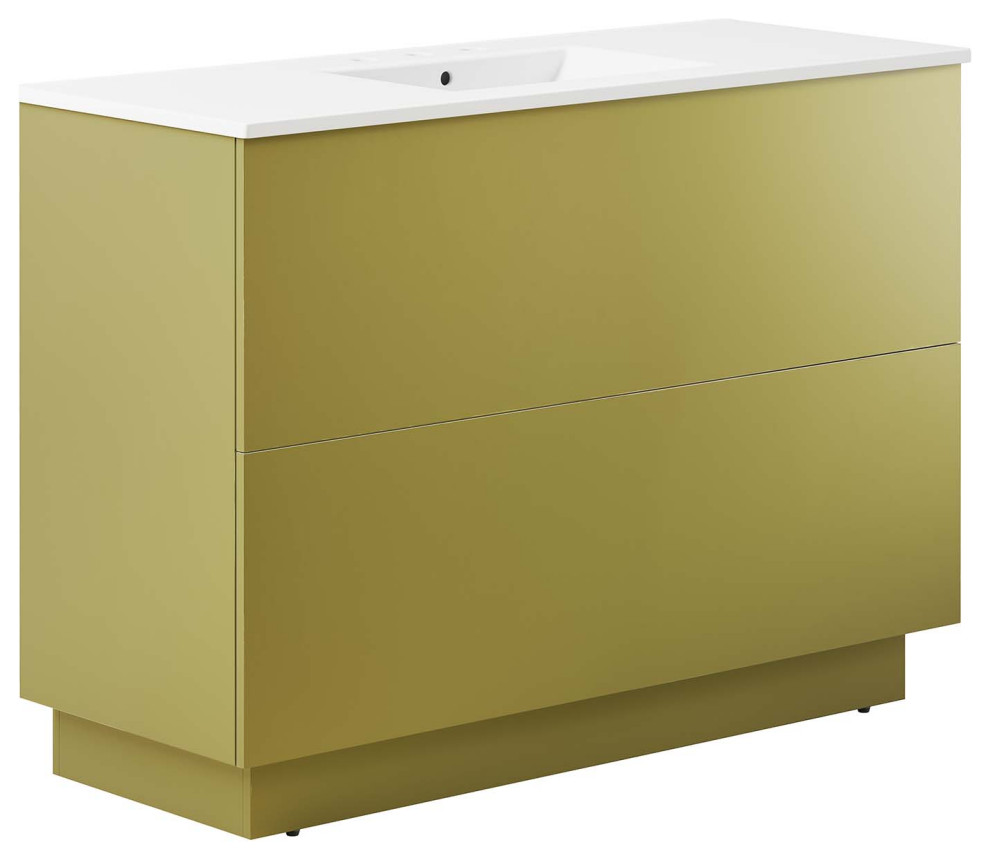 Quantum 48" Single Sink Bathroom Vanity White Gold Modern