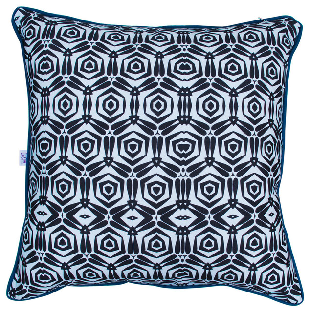 Medallion Cushion Covers, Black and White, Set of 2 Contemporary