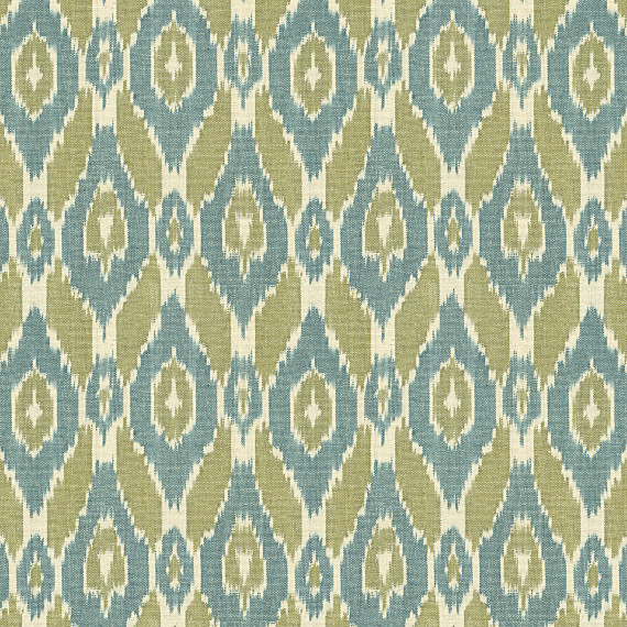 Blue and Green Handwoven Ikat Fabric