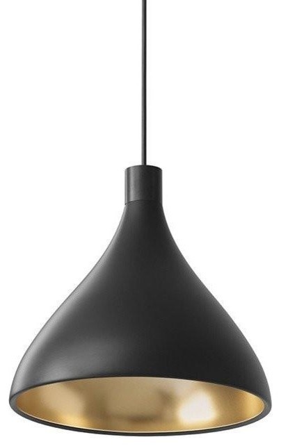 Pablo Designs Swell Pendant Light Medium, Black/Brass