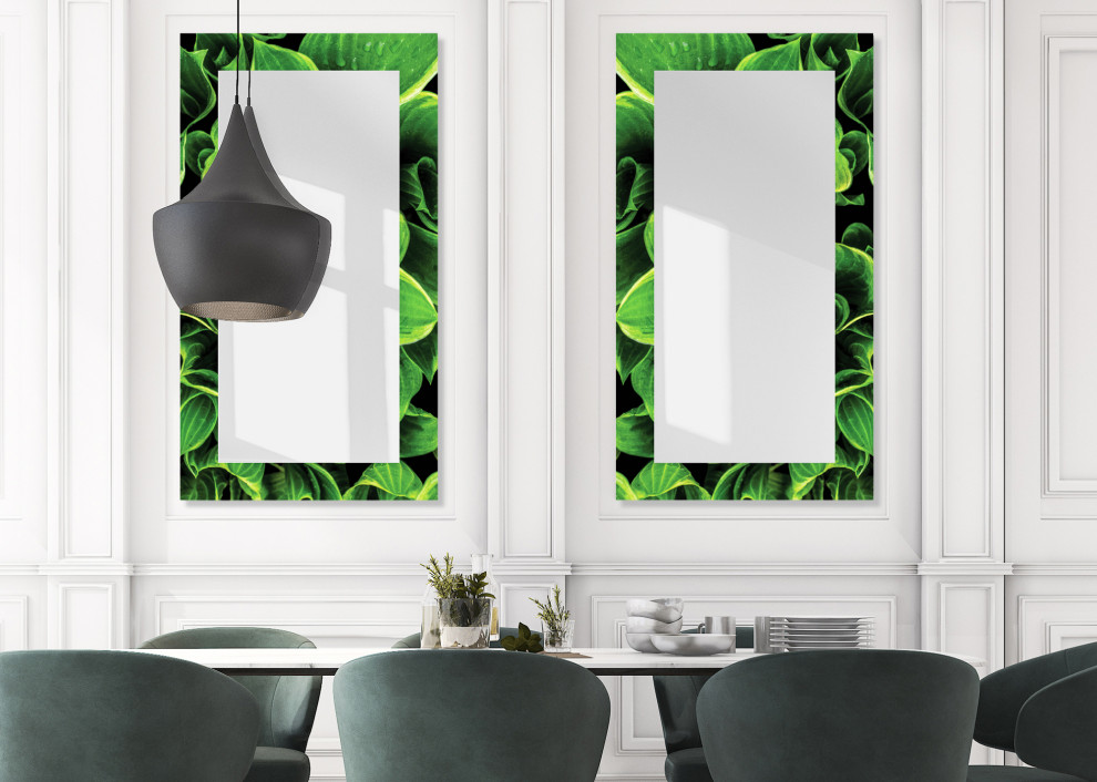Design ideas for a mid-sized tropical dining room in Phoenix with white walls.