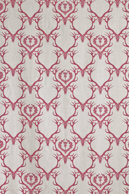 Barneby Gates Deer Damask Fabric, Claret