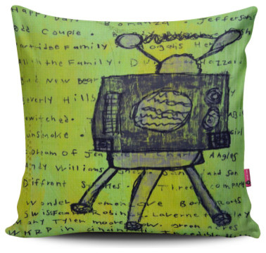 16"x16" Double Sided Pillow, "Old Days Television" by Rex Lynch