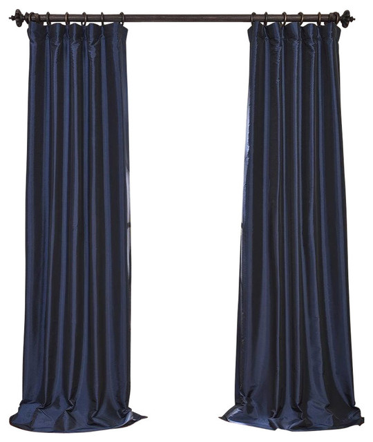 Paxten Blackout Faux Silk Taffeta Panel Navy Blue Contemporary Paxten Blackout Faux Silk Taffeta Panel Navy Blue
