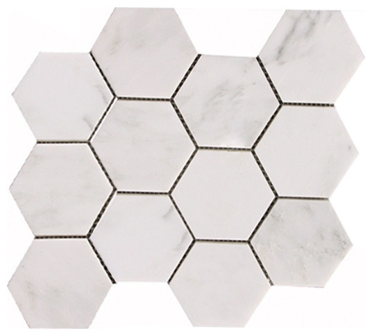 Calacatta Chiara 3" X 3" Hexagon Marble Mosaic
